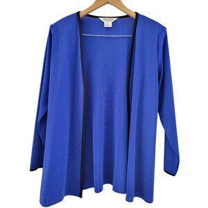 Exclusively Misook Womens blue Open sweater jacket size Large Petite Career